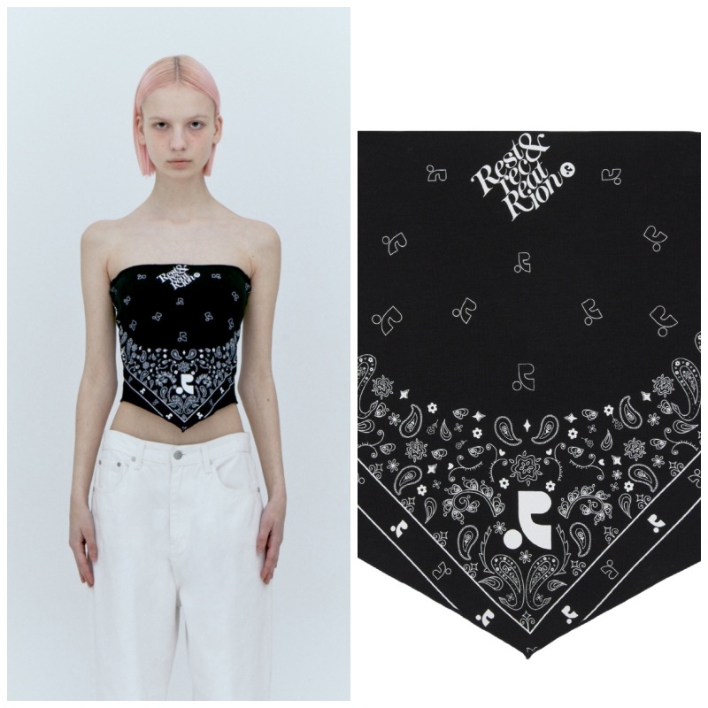 レストアンドレクリエーション　BANDANA TUBE TOP - BLACK レストアンドレクリエーション BANDANA TUBE TOP - BLACK
