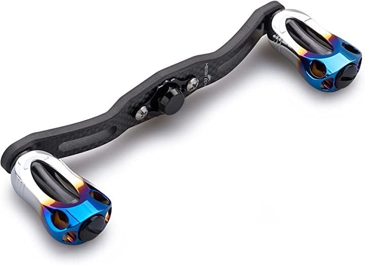 リール ハンドル 1.5K炭布 カーボン 22mm ノブ搭載 シマノ SHIMANO ダイワ DAIWA アブ Abu 通用 ベイトリール Aurora(ブラック, 120mm)