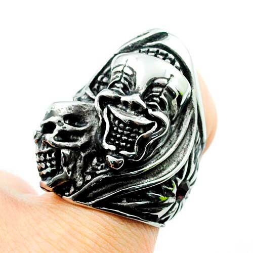 ピエロリング（VRR076）指輪 28号 33号 道化師 髑髏 スカル ドクロ サーカス サージカルステンレス316L プレゼント 男性 彼氏 プレゼント 誕生日 記念日 r1086xxxxxxxx