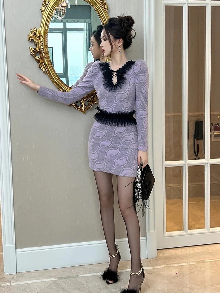 パーティー キャバ フリル ショート 成人式 同窓会 披露宴 二次会 秋冬 ワンピース 卒業式 ウェディング ドレス 大人 結婚式 レース