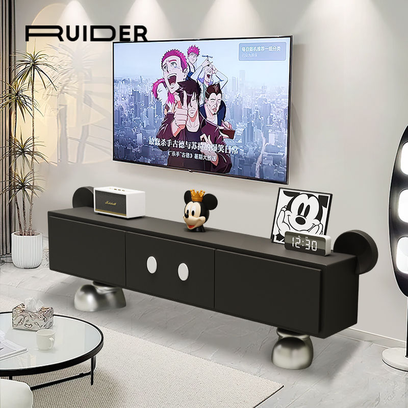 ミッキー テレビキャビネットコーヒーテーブルの組み合わせクリエイティブモダン小さなアパートホームリビングルーム高度なテレビ床収納キャビネット