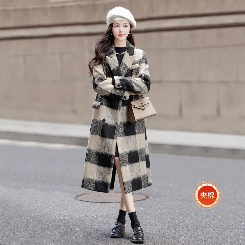 コート レディース ファッション ヘップバーンスタイル コート ジャケット 本日の商品24新作 韓国版 上着 アウター アウター ルーズスーツカラーミドル丈チェックツイードジ ジャケット
