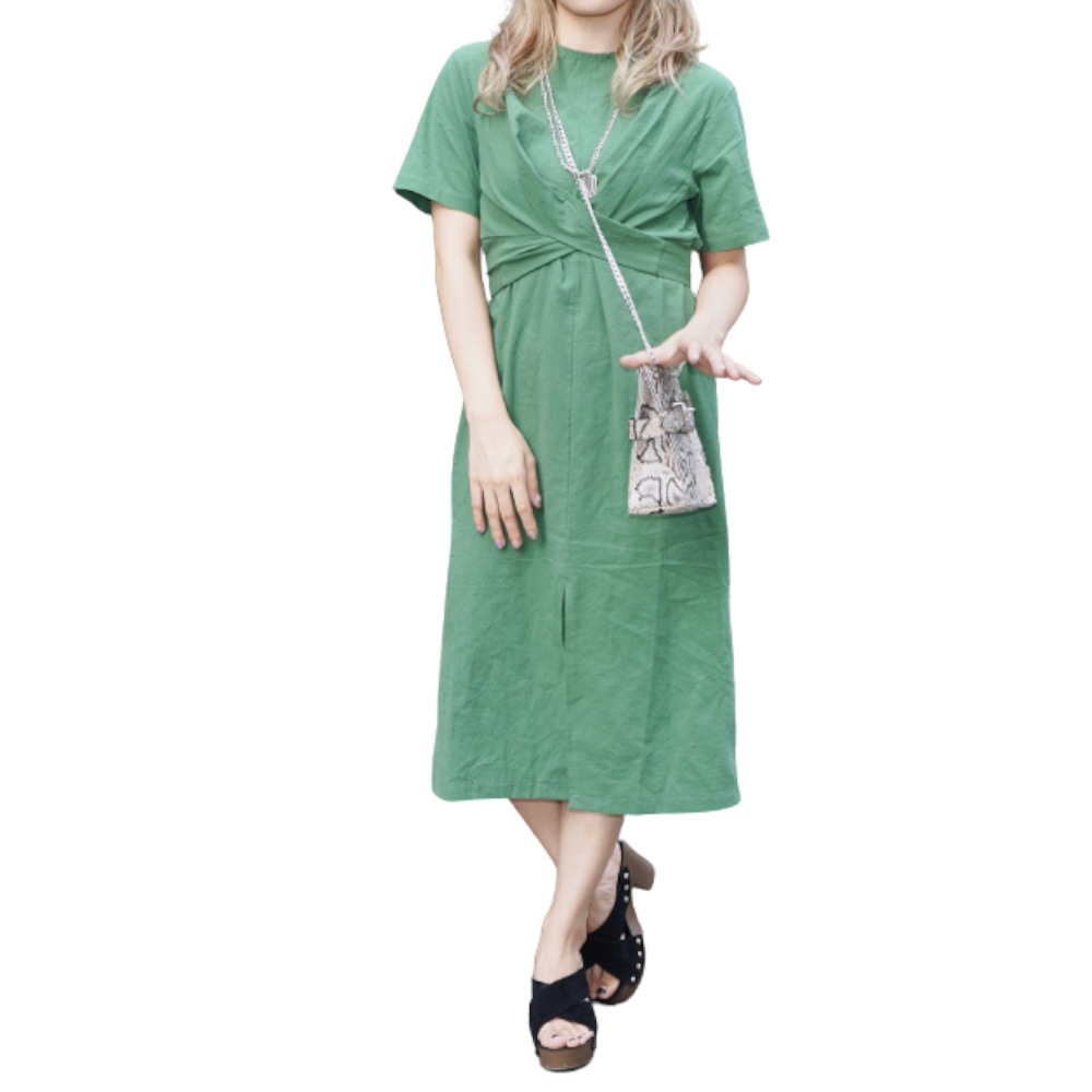 Twist Ribbon Front Slit Onepiece（green） A.D.G レディース 6,073円