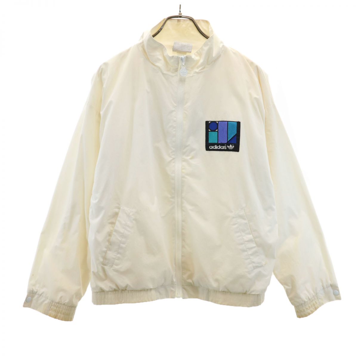 80s トレイフォイルロゴ ヴィンテージ バック プリント ジップジャケット ホワイト系 メンズ