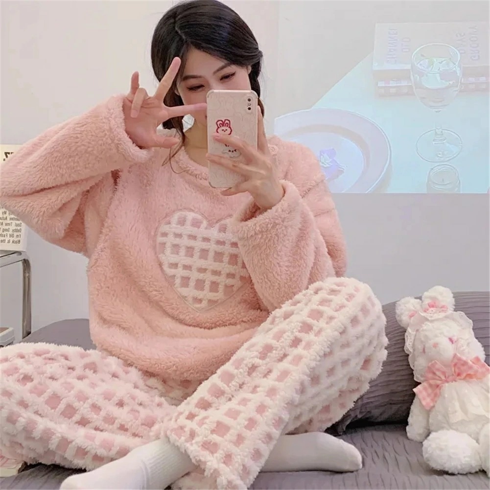 マタニティ パジャマ 冬 モコモコ ハート かわいい おしゃれ 長袖 マタニティ ルームウェア 授乳口 付き ウエスト調節 パジャマ 上下セット マタニティ パジャマ ギフト パンツ トップス かわい