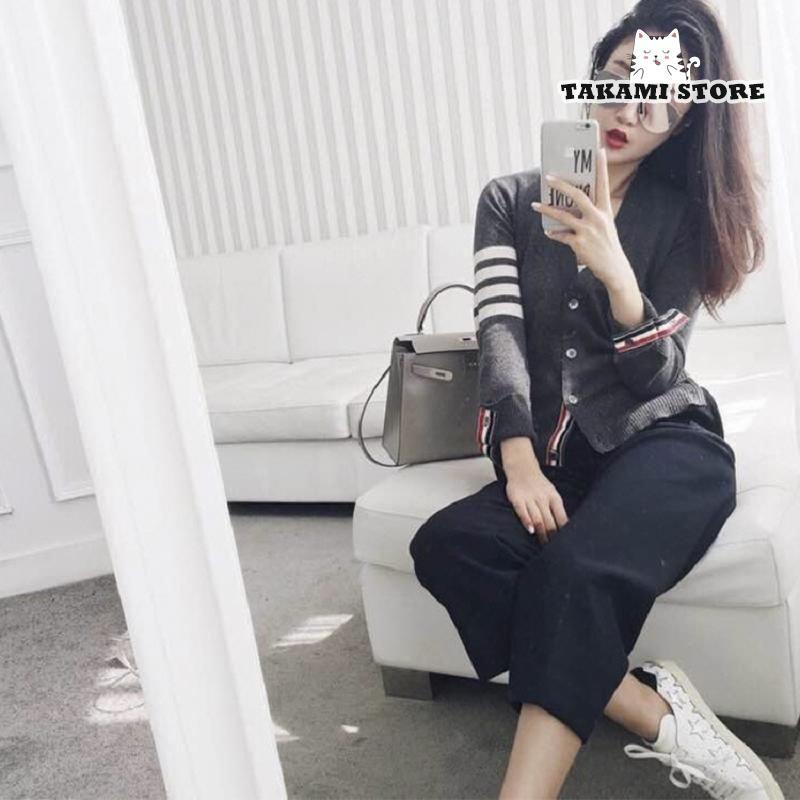 カーディガン レディース 秋 春 大きいサイズ 3L 4L ニットカーディガン リブニット ライン トリコロールライン Vネック 長袖 サイドスリット カジュアル おしゃ