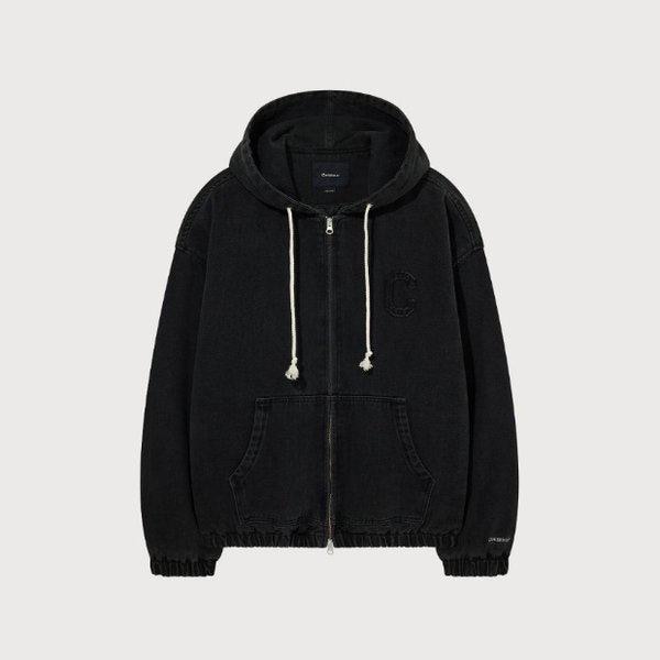 フードジップアップ JQS CO2503JK52-BK デニムフードジャケット Black