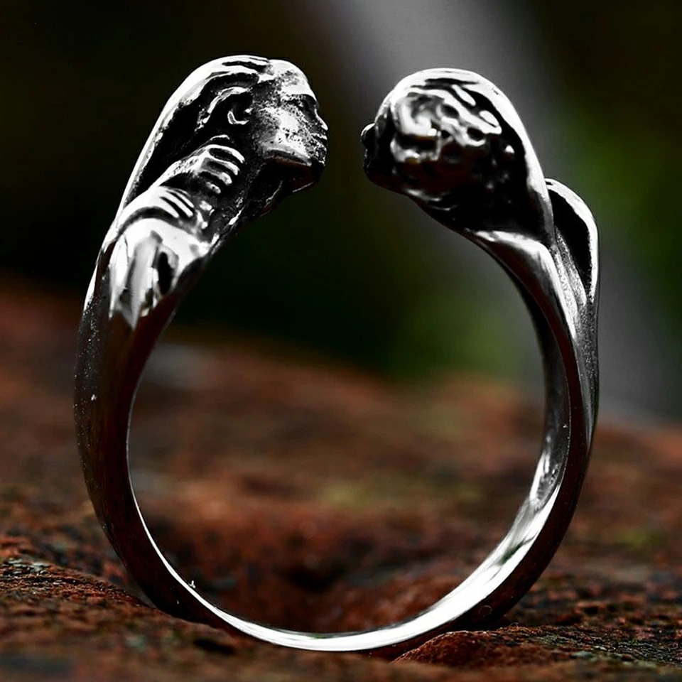 ロマンティックキスステンレスリング（ORO051）指輪 17号 31号 人間 フリーサイズ kiss ユニーク 男性 女性 プレゼント 面白い 親指 人差し指 中指 小指 r0318xxxxxxxx