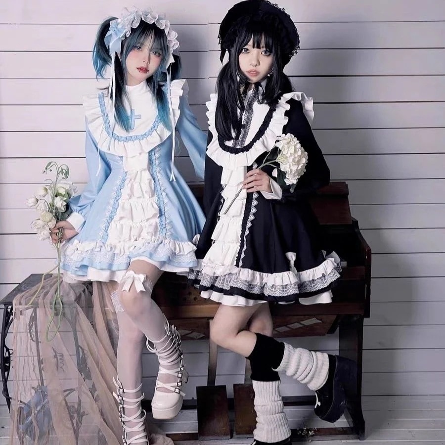 二次元 ロリータナースシスター服ゴシックシスター風OPスカートメイド服