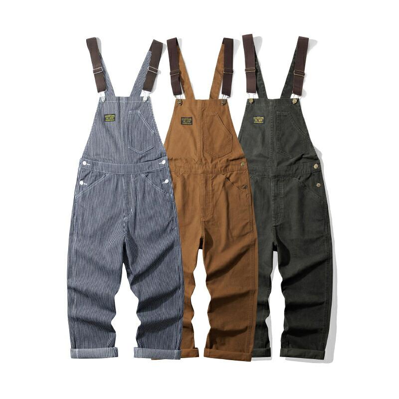 【2026新品発売】本日限定】オーバーオール メンズ サロペット ワイド キャンバス アウトドア ストライプ ワークマン 秋 パンツ つなぎ 秋冬 おしゃれ 作業着 オールインワン ゆったりオーバーオ