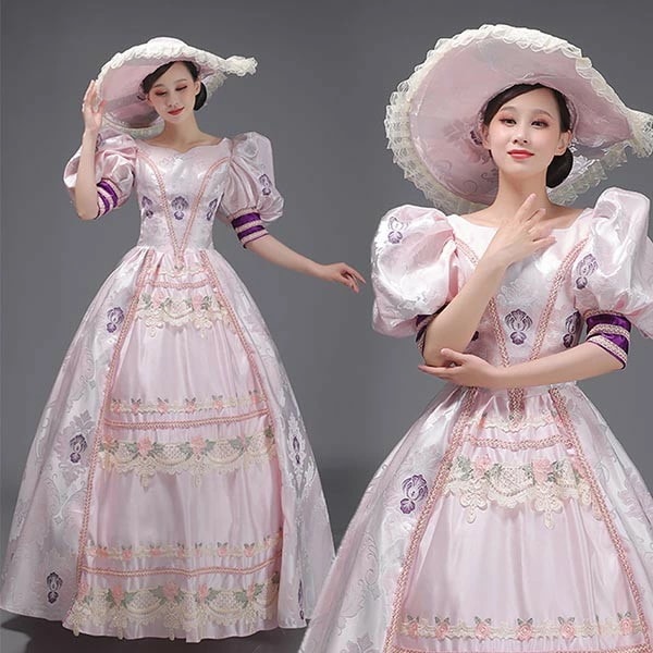 ラストチャンス中世 貴婦人ドレス ステージ 衣装 中世ドレス ヨーロッパ 貴族 王族服 ジュリエット カラードレス 演出 現代劇演出 ヨーロッパ風 演出 パーティードレス ピンク ec172t2t2x