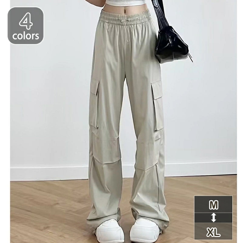 カーゴパンツ ストレートパンツ カーゴパンツパンツ レディース 通勤 美脚 大きいサイズ ワイドパンツ ハイウエスト ズボン 夏 涼しい 着痩せ 体型カバー カジュアル OL 女性 イージーパンツ お