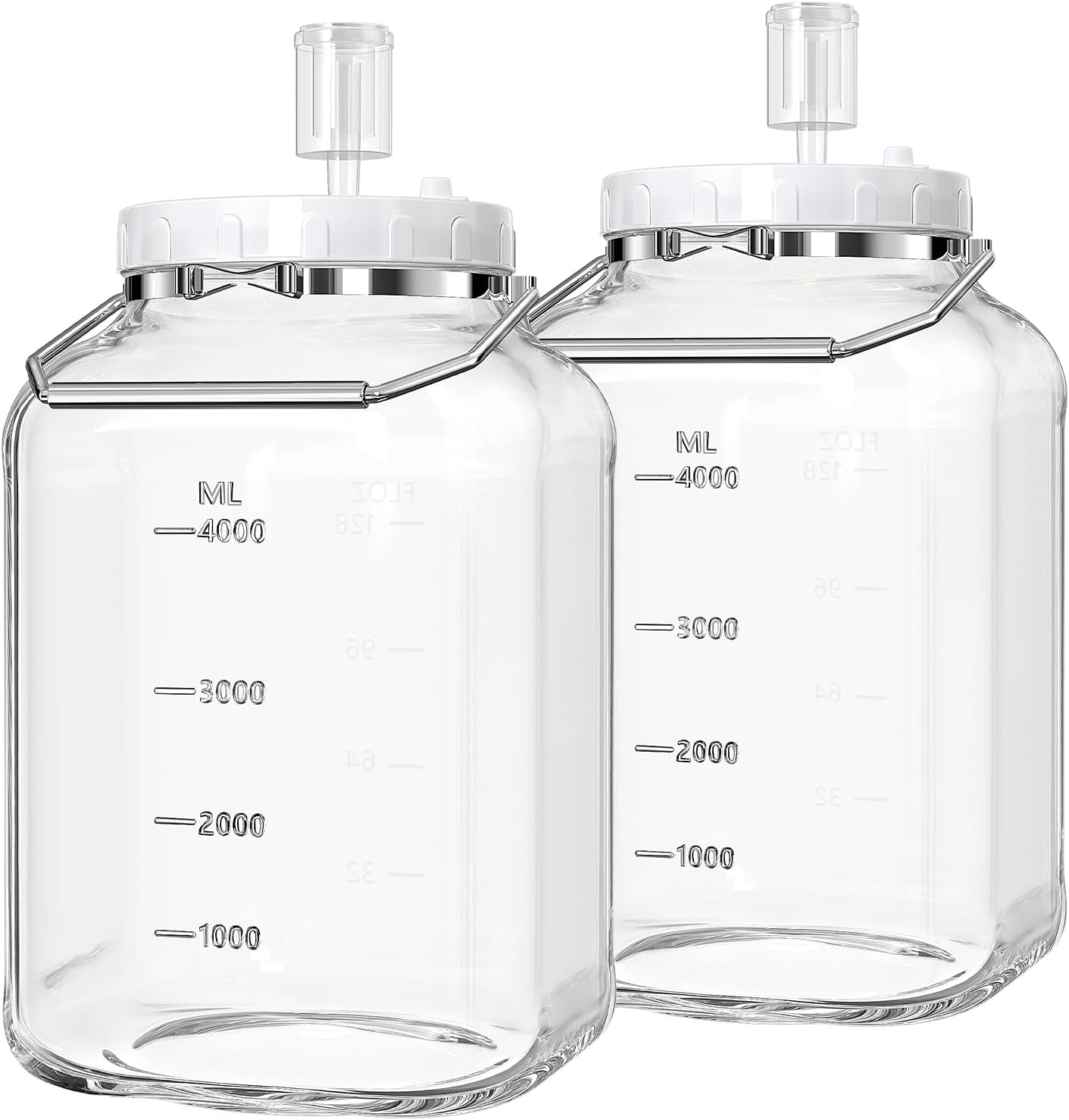 ガラス製密閉容器 角型広口 5.6L 気密蓋付き エアロック付き 2個セット 食器洗い機対応 冷蔵対応