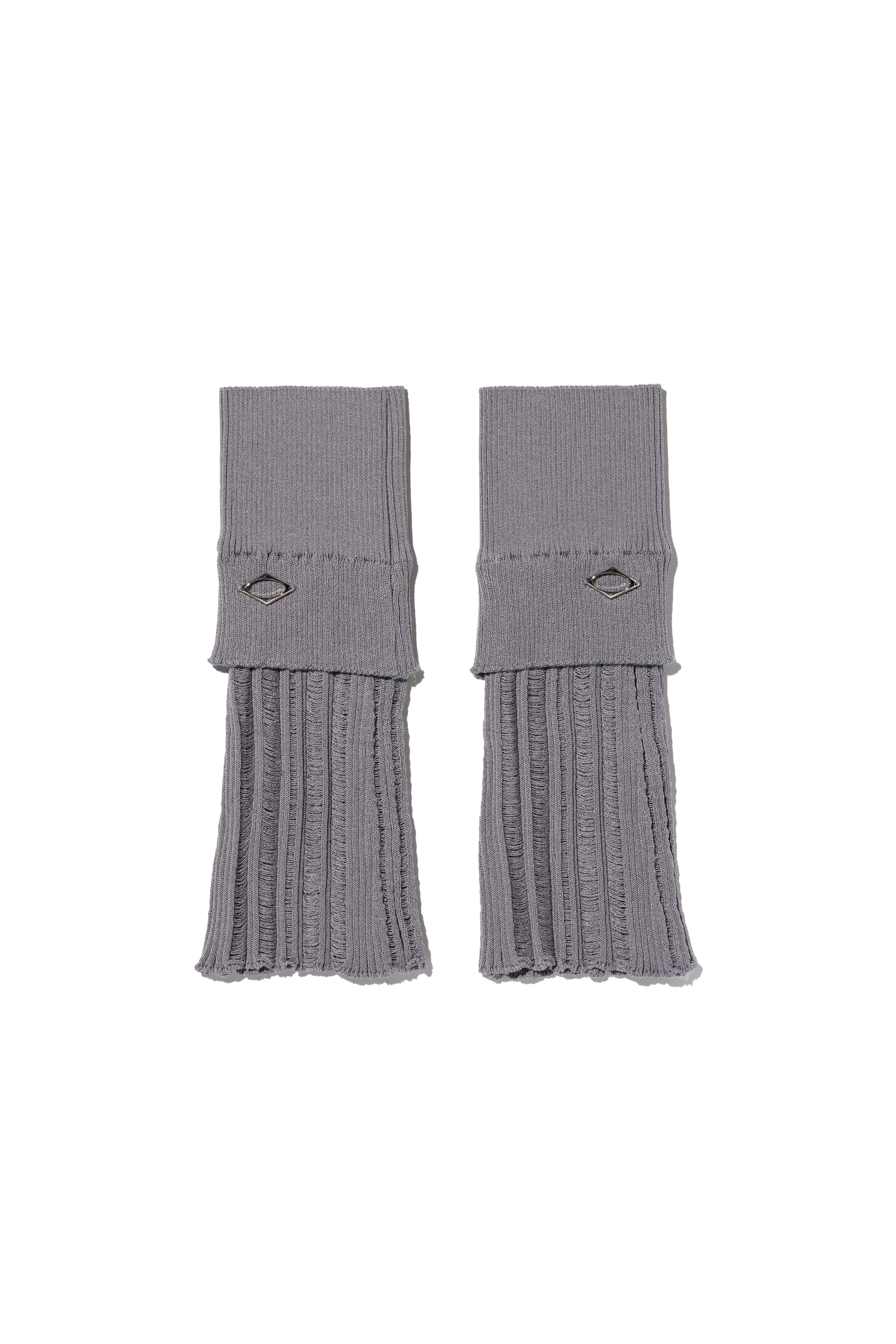 【MISCHIEF】 LAYERED KNIT LEG WARMER : BLUE GREY