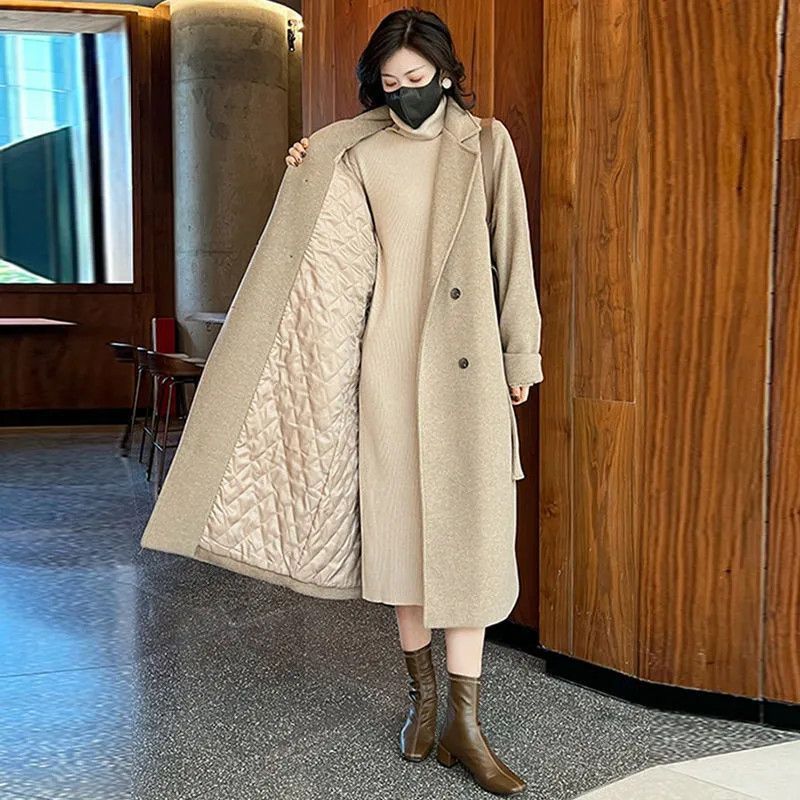 人気 韓国 3色 中綿コート 秋冬 ロングチェスターコート レディースファッション ブレザー スーツ セミロング 厚手 ウールコート ゆったり アウター