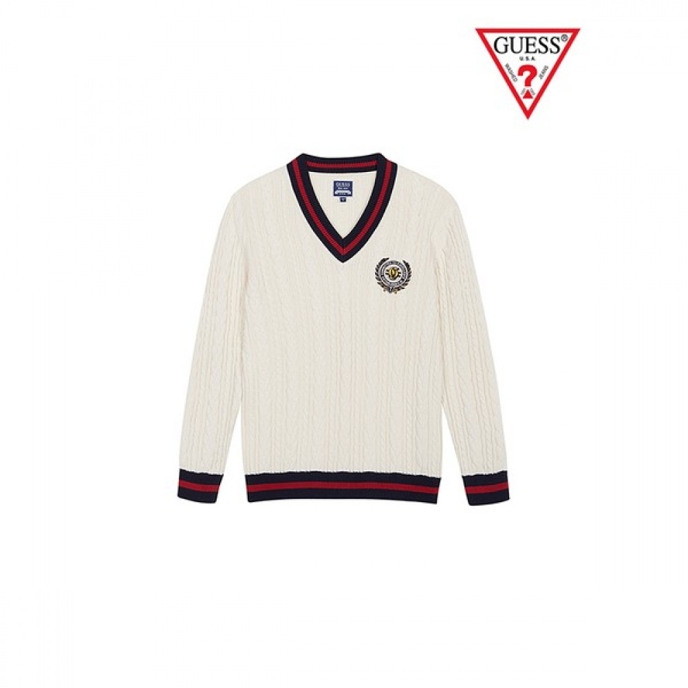 (GUESS) M3RR16Z30W0 ローイングクラブカラー Vネックケーブルセーター MN1S1600