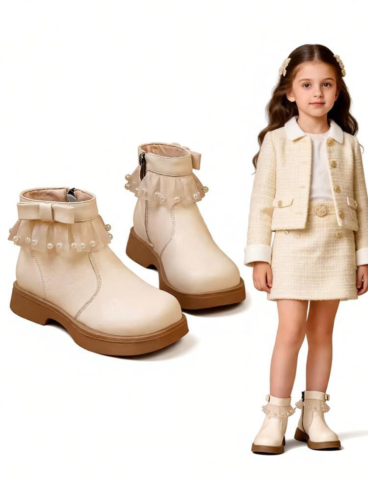 女の子 靴 シューズ かわいい プリンセス ブーツ レース リボン ハイクオリティ アンクルブーツ