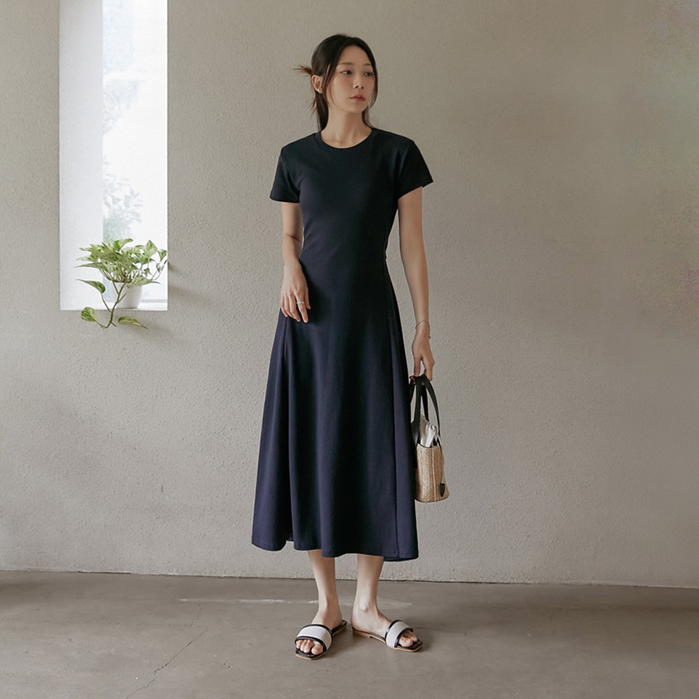 モニアカットアウトバンディング1/2ロングワンピース