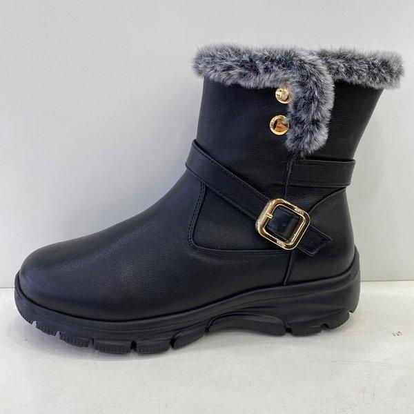 女性ファー裏地ハーフブーツ YADWBM611BK HSPD4A GN