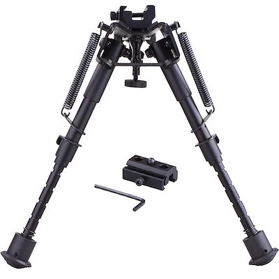 他サイト： Takelablaze タクティカルバイポッド 20mmレール対応 6-9 インチ伸縮 ５段階に QD Bipod 折りたたみ ドレールマウント付きの商品画像