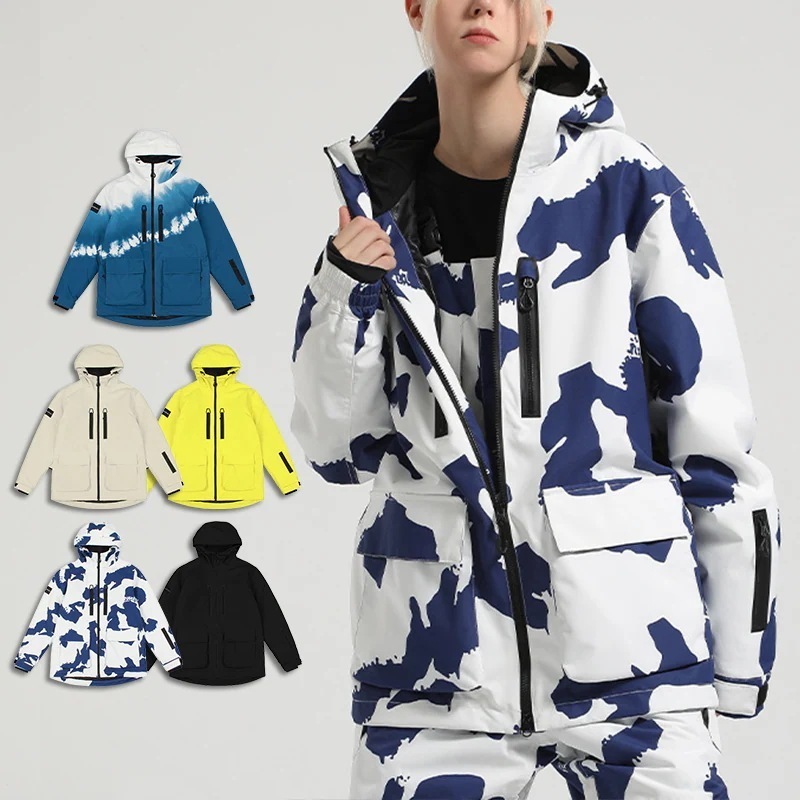 スノーボードウェアスノボウェアスキーウェアジャケットアウターパーカー牛乳柄グラデーション男女兼用メンズレディーススノーボードウェア防風防水防寒着