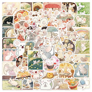 50枚のかわいいキャラクターネズミのbroシールノートパソコン保温カップギター装飾防水シール