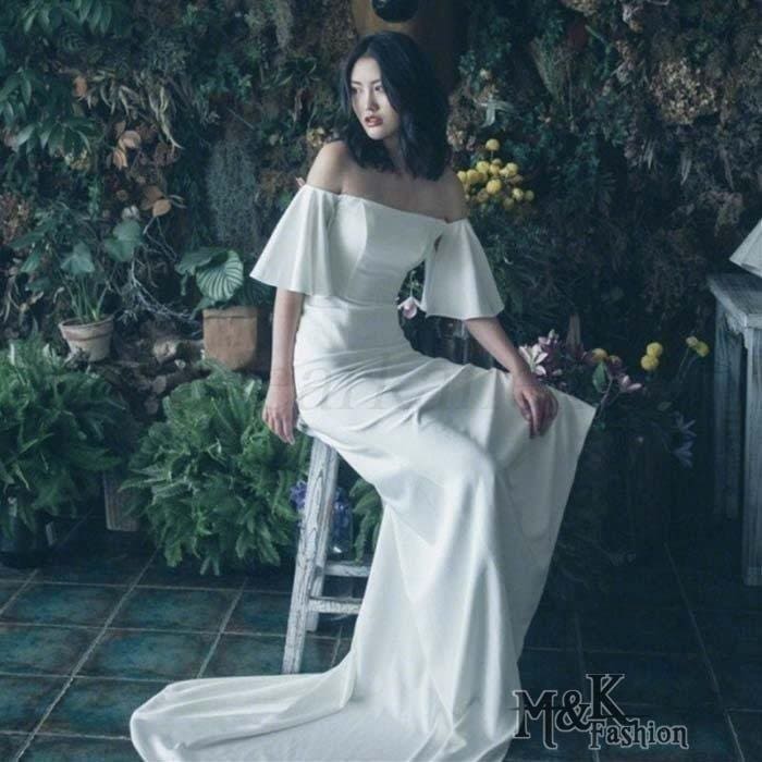 ブライダルドレス リゾートドレス ウェデイングドレス 結婚式 花嫁 二次会 可愛い シンプル ワンピ