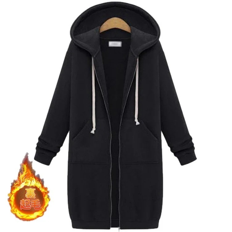 ロングパーカーレディース冬パーカー裏起毛フリーストップスアウター羽織り暖かいゆったり大人防寒大きい40秋冬作 4,900円