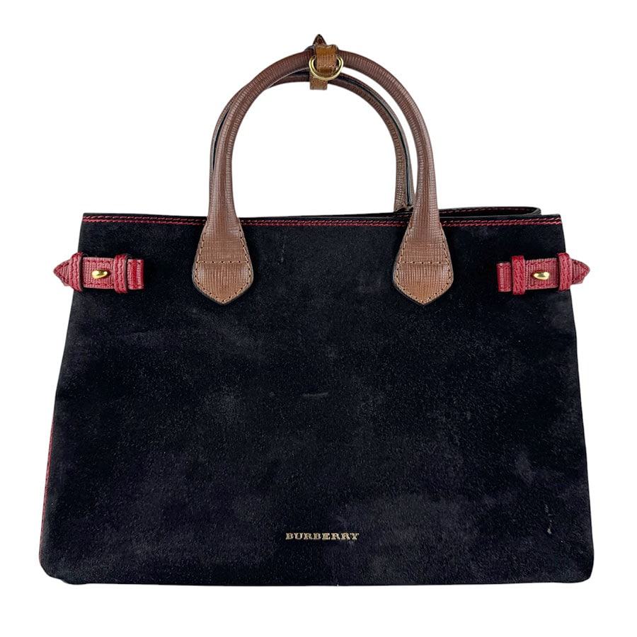 バーバリー BURBERRY ハンドバッグ ショルダーバッグ スエード/レザー ブラック/ブラウン/レッド レディース z9488