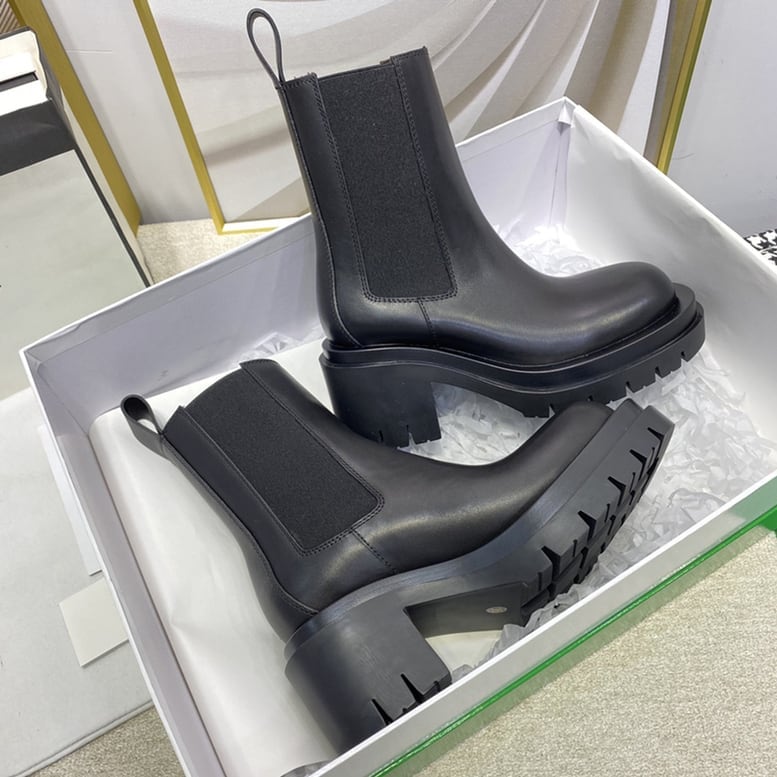 レディース ブーツ ショートブーツ 太ヒール チャンキーヒール ミドルヒール 厚底 レザー