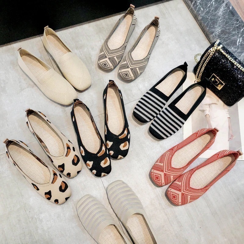 大人気！ 定番ニットフラットシューズ レディース 通気性よい 履きやすい 走れる 長時間 通勤 仕事 可愛いサンダル 靴 シューズ パンプス 歩きやすい 痛くない 疲れない