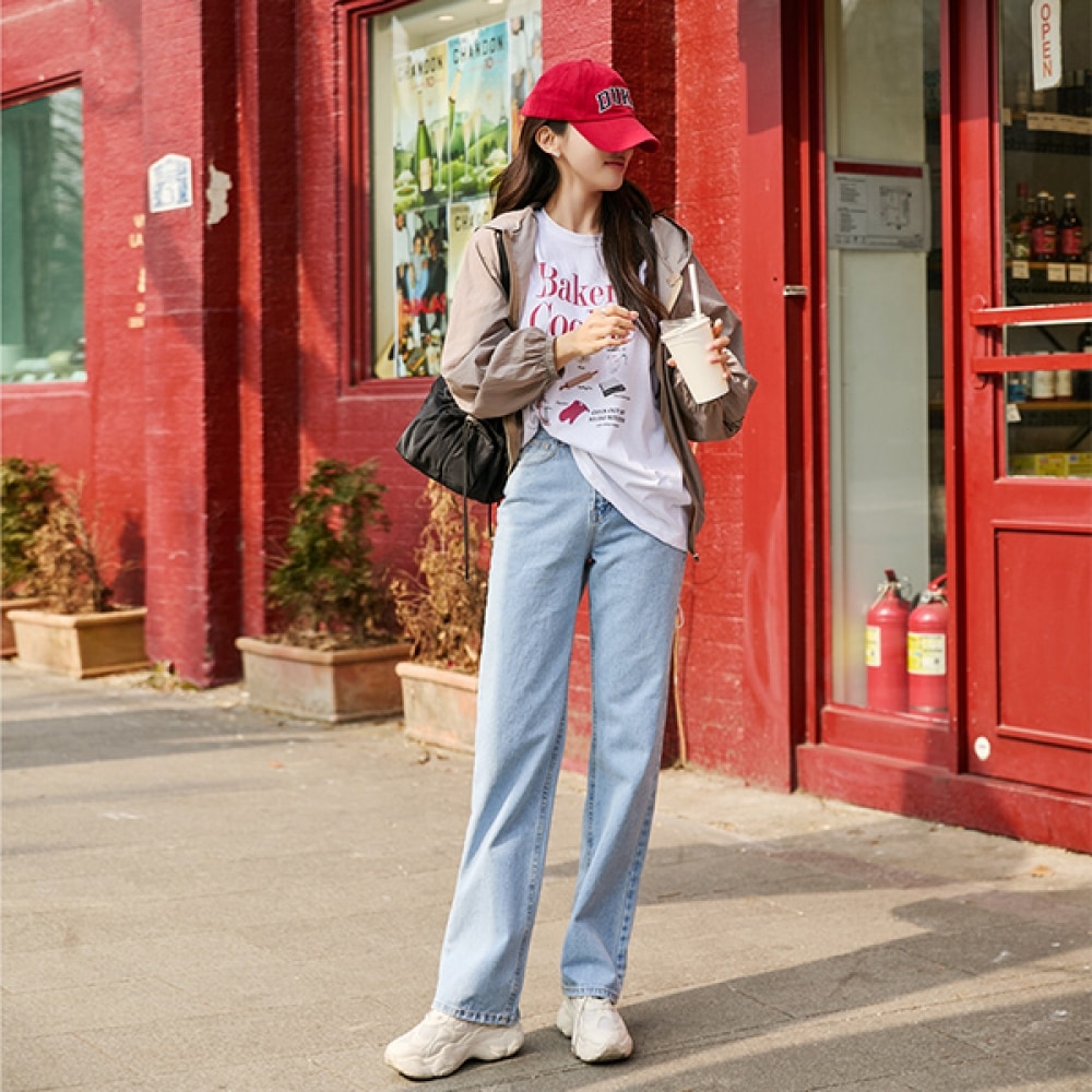 (NAK21) (S~L) ライトブルーデニムストレートパンツ DM41-P-36