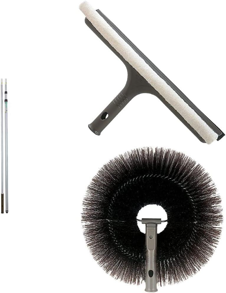 高所清掃3点セット（最長4.5つなぎ柄・ガラスワイパー・外壁天井払い）ヘッドは2種類