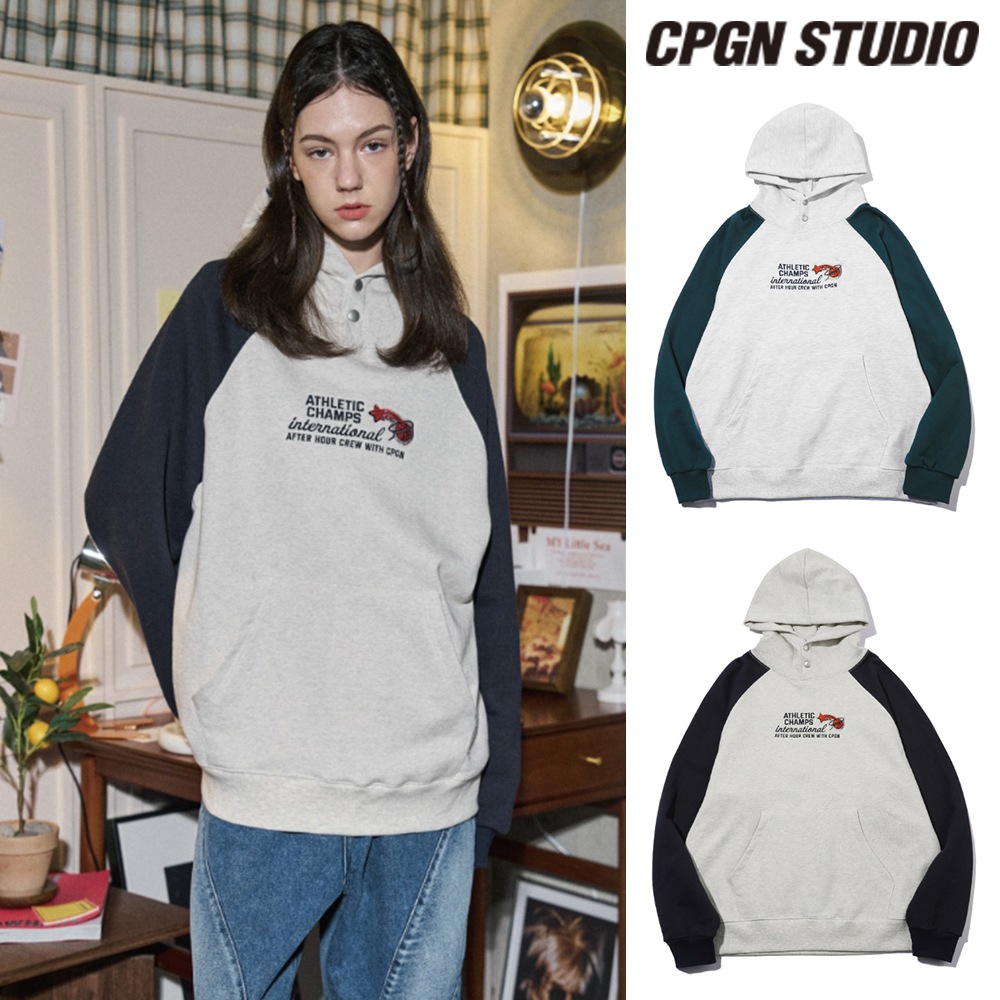 【CPGN STUDIO】 ATHLETIC CHAMPS Raglan Snap Hood
