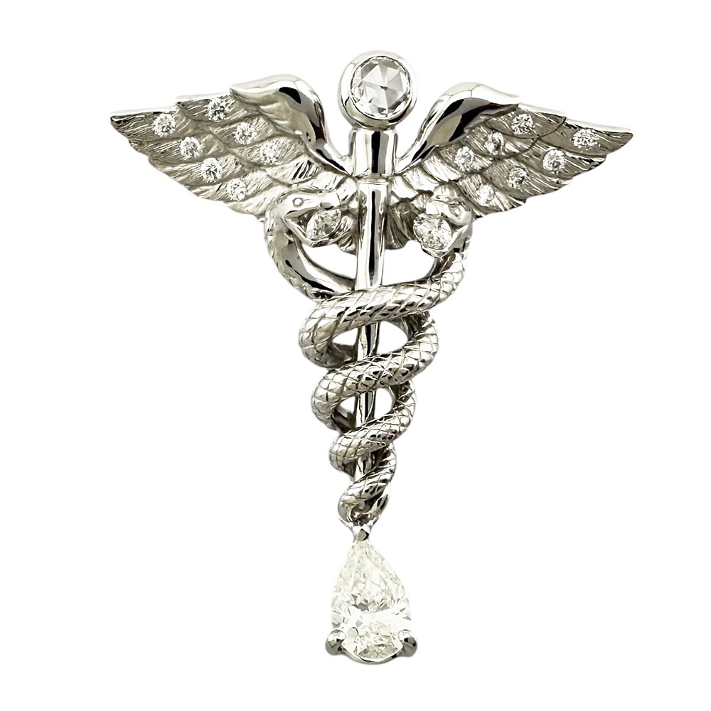 梶光夫 ブローチ 18金 K18ホワイトゴールド ダイヤモンド MITSUO KAJI 中古 美品