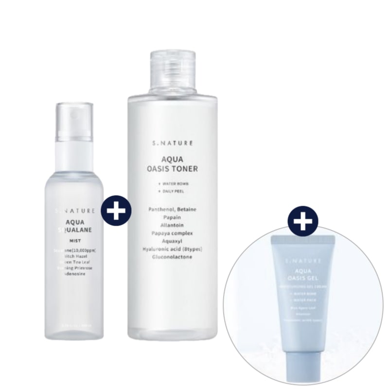 ミスト＆トナー 2点セット（アクアスクワランミスト100ml＋アクアオアシストナー 300ml＋ジェルクリーム30ml）／ツヤ肌ケア