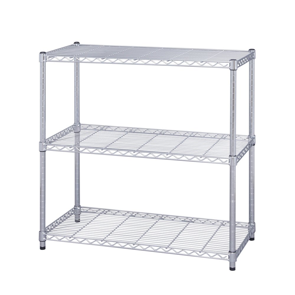 アイリスオーヤマ ラック メタルラック本体 3段 防サビ加工 幅91×奥行46×高さ90cm ポール径25mm スチールラック サビに強い 棚 銀 MR-9009