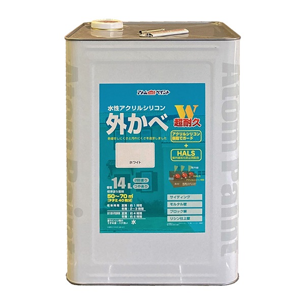 アトムハウスペイント 00001-15852 水性アクリルシリコン外かべ 14L ホワイト