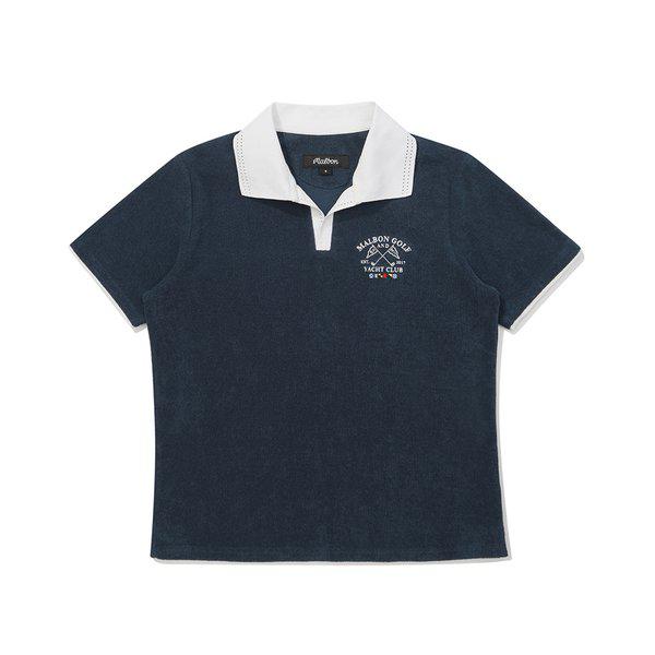 [マルボン公式] 女性配色オープンカラーTシャツ NAVY (WOMAN)