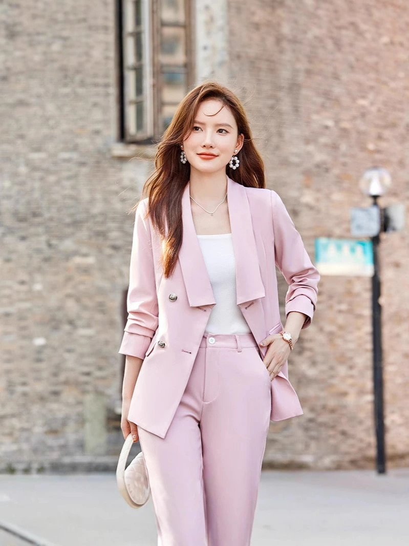 スーツ セットアップ レディース 春秋 フォーマル ウエア 職場用 ピンク おしゃれ 仕事用 ルームウェア