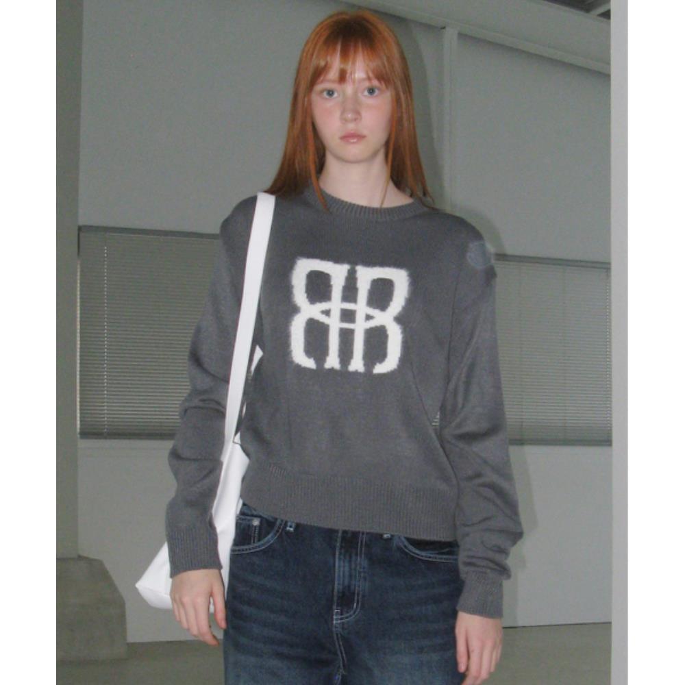 ROCKCAKE Square Logo Crop Knit Warm Gray RC24KN00700
