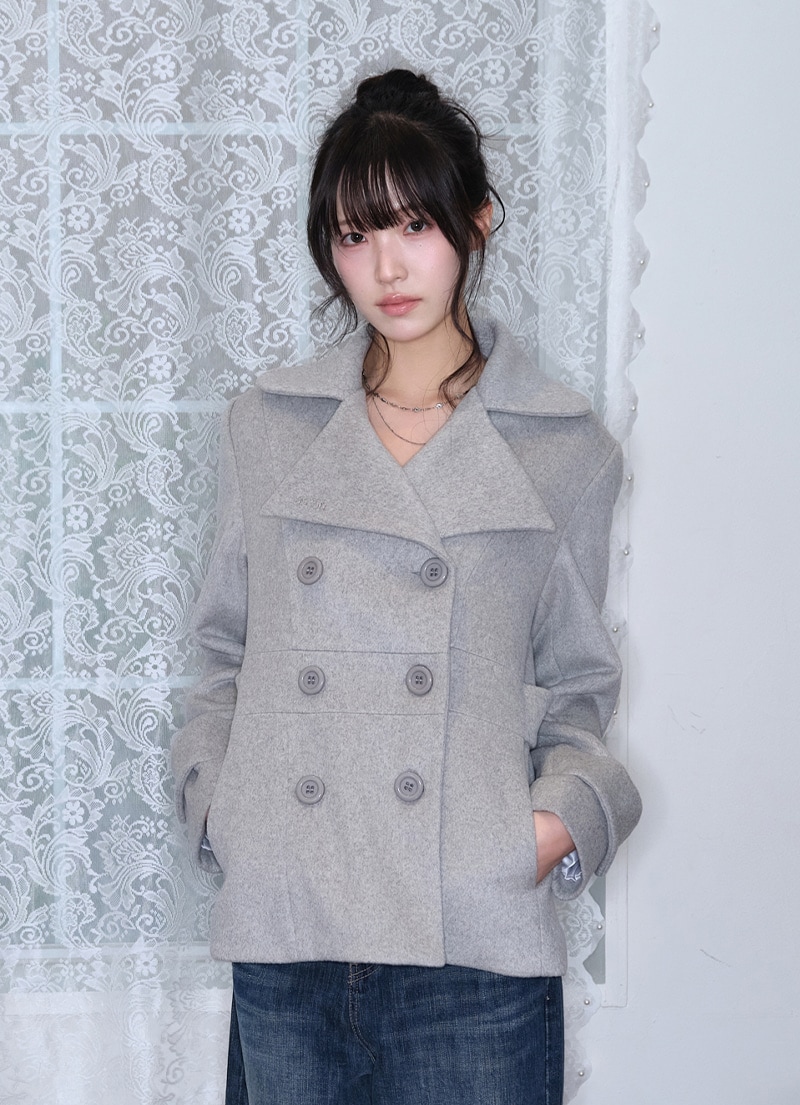 【AS"ON】 FOY BUTTON SHORT COAT / GRAY 正規品