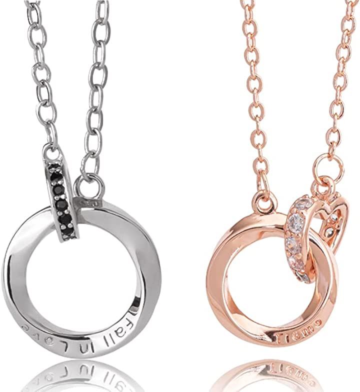 ペアネックレス カップル プレゼント ステンレス ジュエリー メンズ レディース BR-J066 MSB＆LPW_ハート(MSB＆LPW_ハート)