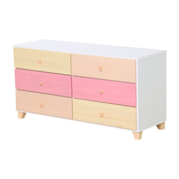 ホームテイスト リビング用ワイドチェスト 3段 幅117cm 天然木(桐)日本製 petora-ペトラ-SH-08-PTR117-PK ピンク メーカー直送