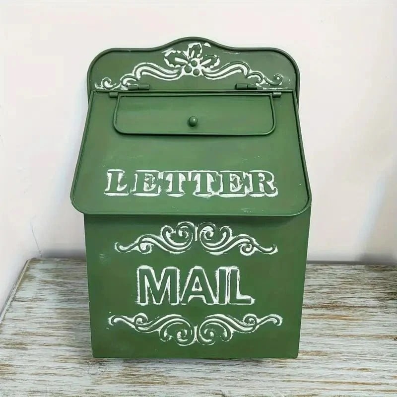 ポスト ヴィンテージ風 おしゃれ かわいい インテリア メールボックス レターボックス 郵便受け 壁掛け式 アメリカン レトロ 装飾 グリーン