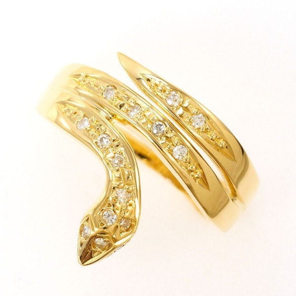 K18 18金 YG リング 指輪 14.5号 ダイヤ 0.10 ジュエリー 中古