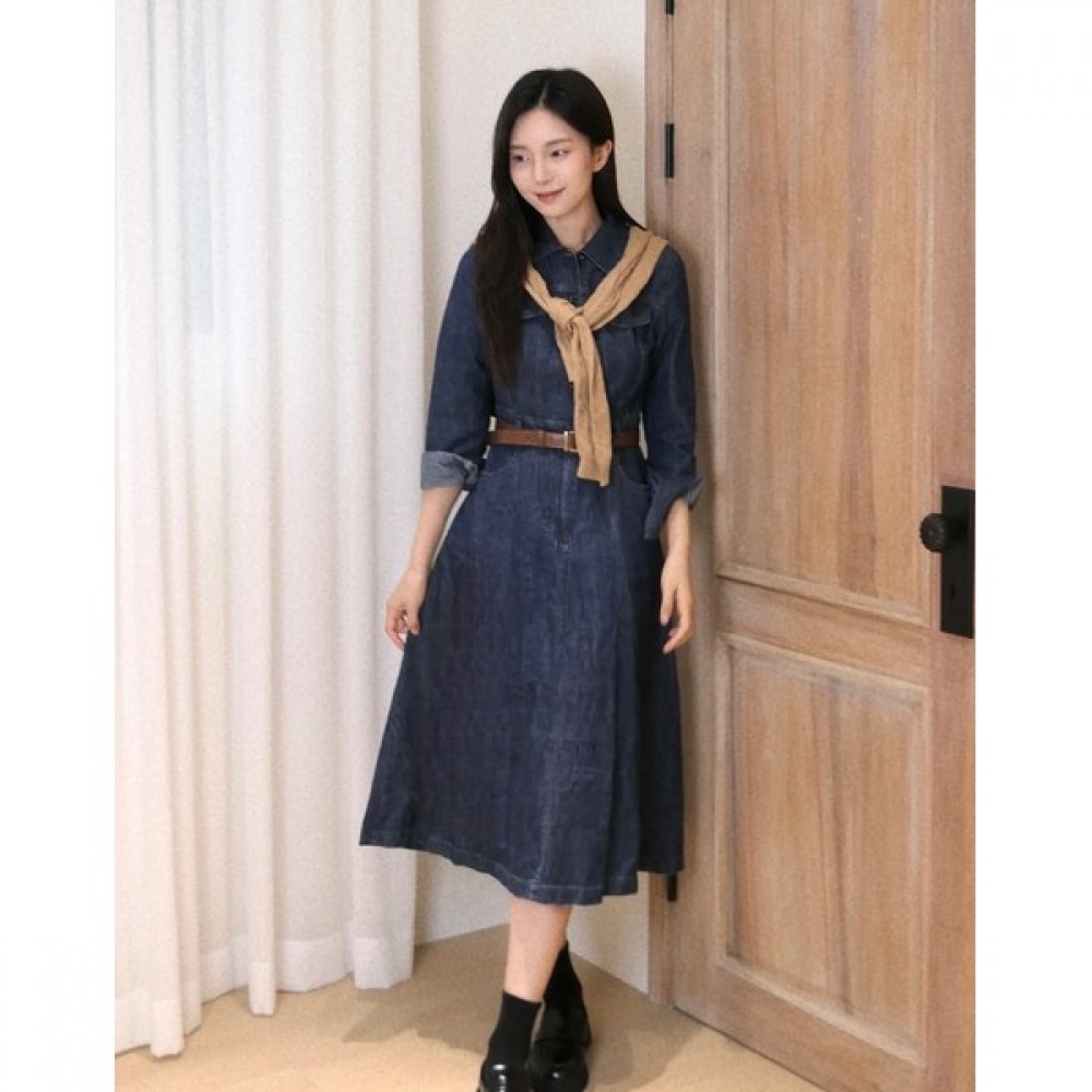 (ヘッジスレディース) 24FW デニムシャツドレスネイビー HSDR4C703N2