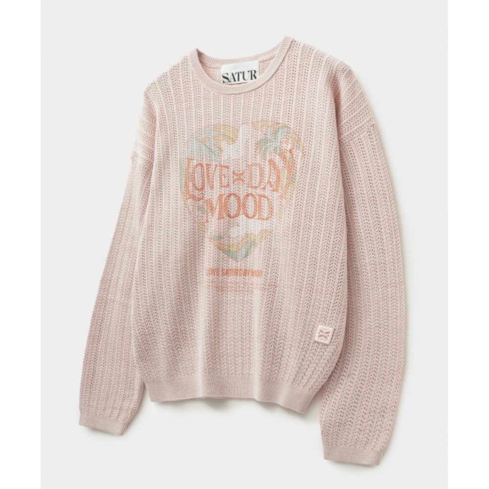SATUR イビザオーシャングラフィックメッシュニットパーシモンピンク 13,848円