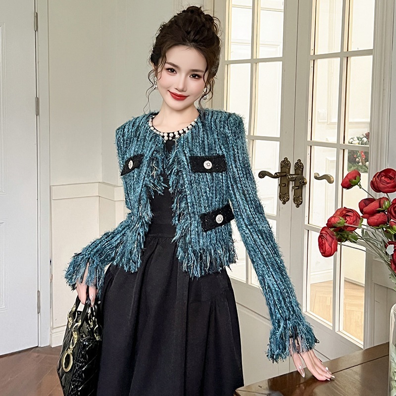 【JY.上品】 2025秋冬 フリンジ ジャケット 可愛い スリム ショート丈 トップス レディース アウター パーティー キャバ 大人 同窓会 披露宴 卒業式 結婚式 演奏会 ウェディング 二次会