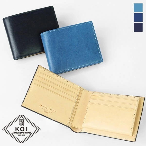 KOI 二つ折り財布 メンズ 本革 藍染レザー レディース INDIGO SMOOTH ミニ財布 本革 ZYS-098 ブランド [正規取扱店]